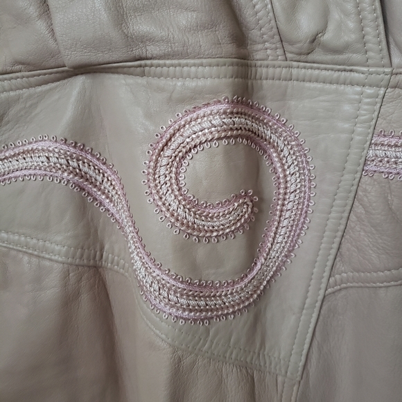 LUXURY VINTAGE Dominic Bellissimo Genuine Leather Dusty Rose Dress - Picture 10 of 16